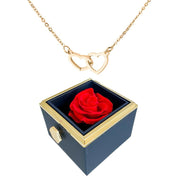 Rotating Rose Box  with Engraved Heart Necklace