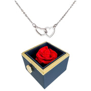 Rotating Rose Box  with Engraved Heart Necklace