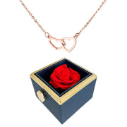 Rotating Rose Box  with Engraved Heart Necklace