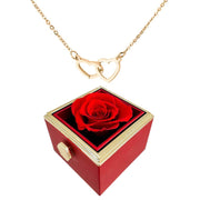 Rotating Rose Box  with Engraved Heart Necklace