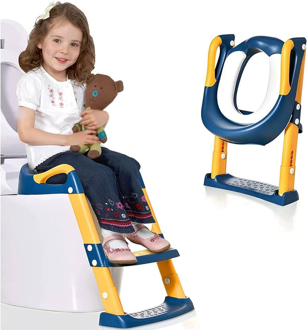 FOLDING POTTY SEAT FOR TODDLERS' SAFE TOILET TRAINING WITH STEPS