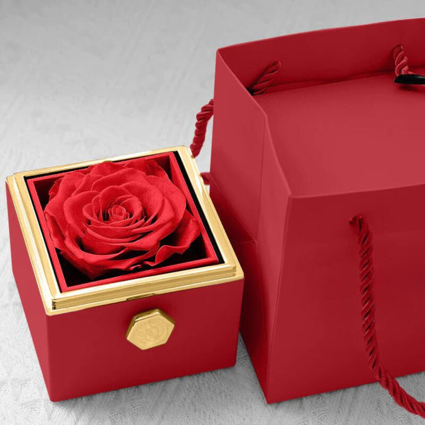 Rotating Rose Box  with Engraved Heart Necklace