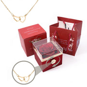 Rotating Rose Box  with Engraved Heart Necklace