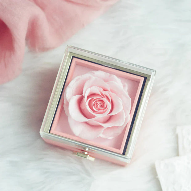 Rotating Rose Box  with Engraved Heart Necklace