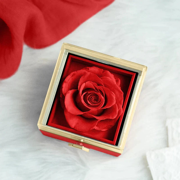 Rotating Rose Box  with Engraved Heart Necklace